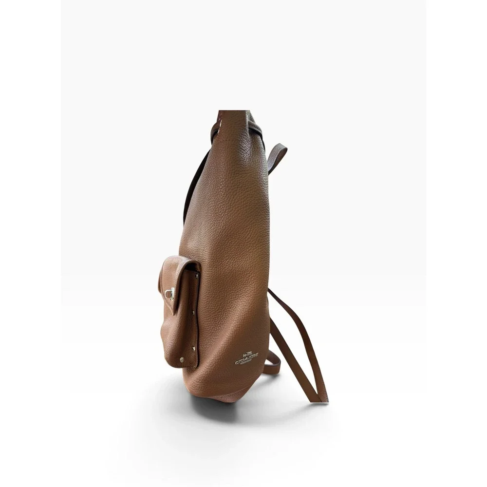 Coach Backpack Brown Pebbled Leather Turnlock F37582 Rucksack Travel Work